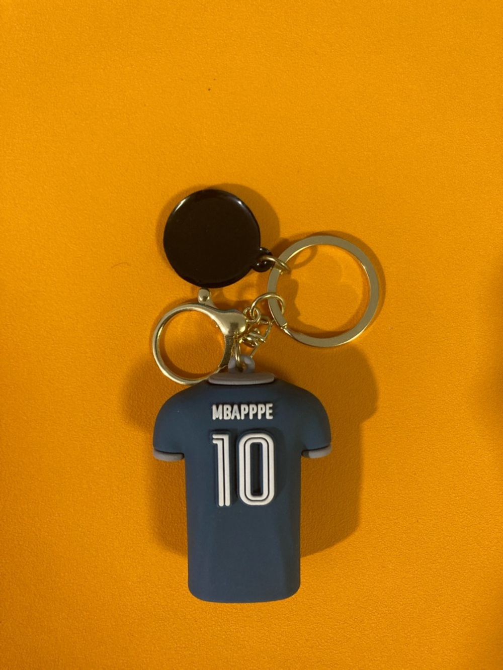 & Other Stories Navy Blue Jersey Keychain with Silver Hardware